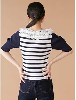 Amazon | [リリーブラウン] レースカラーニットトップス